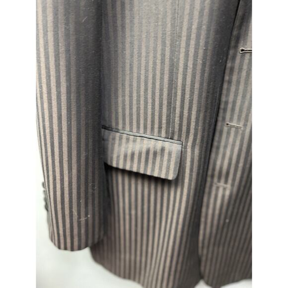 Stacy Adams Mens Button Blazer Jacket Black Brown Size 48 Long FLAW - Picture 4 of 9